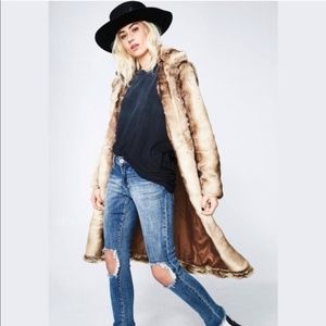 Dolls Kill CELEBRITY FAUX MINK LONG LINE COAT